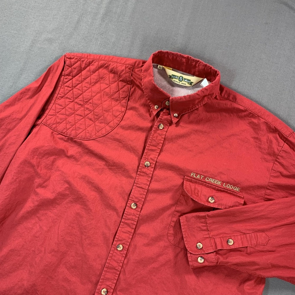 Bob Allen Shirt Mens XL Red Quilt Shooting Patch Vented Lined Hunting Button
